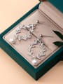 thumb 925 Sterling Silver With Platinum Plated Personality Leaf Drop Earrings 2