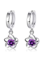 thumb White Gold Plated Flowers-shape Drop Earrings 0