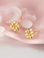thumb 925 Sterling Silver With Gold Plated Cute Flower Stud Earrings 1