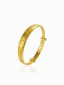 thumb Copper Alloy 24K Gold Plated Classical Stamp Bangle 0