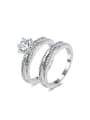 thumb Delicate White Gold Plated Copper Zircon Ring Set 0