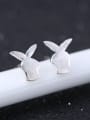 thumb Matt Rabbit Heart Silver Stud Earrings 2