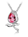 thumb Fashion Water Drop austrian Crystal Flower Pendant Alloy Necklace 2