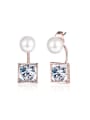 thumb Creative Square Shaped Artificial Pearl Alloy Drop Earrings 0