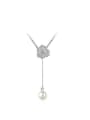 thumb Elegant Flower Design Artificial Pearl Rhinestones Necklace 0
