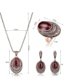 thumb Alloy Antique Gold Plated Vintage style Artificial Stones Oval Three Pieces Jewelry Set 3