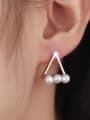 thumb All-match Hollow Triangle Shaped Artificial Pearl Stud Earrings 1