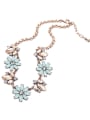 thumb Sweet Flowers Rhinestones Alloy Necklace 4