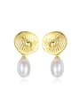 thumb Sterling silver plated-18k gold natural pearl conch Earrings 0