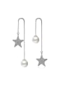 thumb Fashion Shiny Star Imitation Pearl Line Earrings 0
