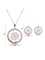 thumb 2018 Alloy Rose Gold Plated Fashion Rhinestones Hollow Circle Two Pieces Jewelry Set 2