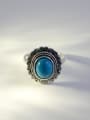thumb Retro style Oval Turquoise stone Silver Opening Ring 0