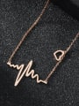 thumb Simple Heart Rate Titanium Rose Gold Plated Necklace 0