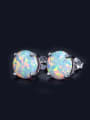 thumb Small Round Shaped Opal Fashion Stud Earrings 1
