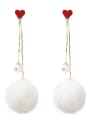 thumb Alloy With Gold Plated Simplistic Round  Plush ball Threader Earrings 0