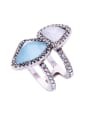 thumb Blue White Stones Geometric Shaped Women Ring Set 1