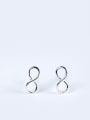 thumb Tiny Number Eight shaped 925 Silver Stud Earrings 2