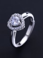 thumb Fashion Shiny Zirconias Heart 925 Silver Opening Ring 2