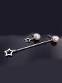 thumb Freshwater Pearl Asymmetrical Star threader earring 2