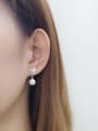 thumb Freshwater Pearl Zircon Asymmetrical Earrings 1