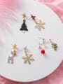 thumb Alloy With Rose Gold Plated Fashion Asymmetry Snowflake Christmas Tree Elk Ear Studs  Drop Earrings 2