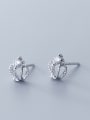 thumb 925 Sterling Silver With Silver Plated Personality Crown Stud Earrings 0