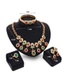 thumb Alloy Imitation-gold Plated Ethnic style Oval-shaped Stones Four Pieces Jewelry Set 2