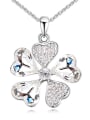 thumb Shiny Heart austrian Crystals Flower Pendant Alloy Necklace 2