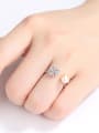 thumb Pure silver zircon snowflake natural freshwater pearl free size ring 2