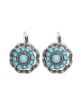 thumb Personalized Turquoise stones Grey Crystals Alloy Earrings 0