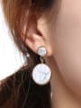 thumb Fashion Round Shaped Gold Plated Stone Drop Earrings 1