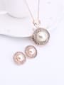 thumb Alloy Rose Gold Plated Fashion Artificial Pearl Round Two Pieces Jewelry Set 1