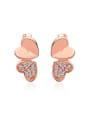 thumb Exquisite Double Heart shaped Austria Crystal Stud Earrings 0