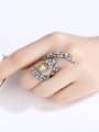 thumb Copper With  Cubic Zirconia  Personality Irregular Statement  Free Size Rings 1