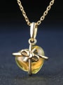 thumb Heart-shape Yellow Crystal Pendant with Gold Plated 2