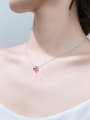 thumb Simple Red Zircon Love 925 Silver Necklace 4