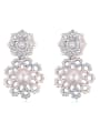thumb Exaggerated Imitation Pearls Tiny Cubic Crystals-covered Alloy Stud Earrings 3