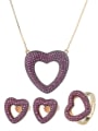thumb Copper With Cubic Zirconia Classic Heart Jewelry Sets 3