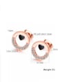 thumb Copper With Rose Gold Plated Trendy Round with heart Stud Earrings 2