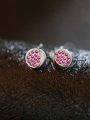 thumb Round-shape Micro Pave Pink Crystal Stud Earrings 2