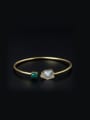 thumb Gold Plated Stones Simple Opening Bangle 0