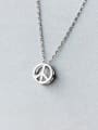 thumb S925 Silver Anti War Symbol Shape Handsome Necklace 0