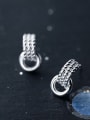 thumb 925 Sterling Silver With Silver Plated Personality Circle Weaving Stud Earrings 2