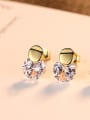thumb 925 Sterling Silver Withd Cute Round  Crystal Stud Earrings 2