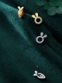 thumb 925 Sterling Silver With Gold Plated Cute Rabbit  Carrot Stud Earrings 2