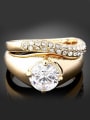 thumb Fashion Gold Plated Cubic Zircon Cubic Rhinestones Copper Ring 0