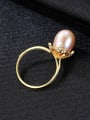 thumb Sterling Silver 10-11mm natural freshwater pearl tulips flower ring 0