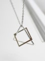 thumb Simple Hollow Triangle Square Combined Silver Women Necklace 0