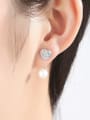 thumb Sterling Silver with AAA zircon and natural pearl earrings 1