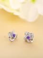 thumb Micro Pave Zircon Amethyst Stud Earrings 2